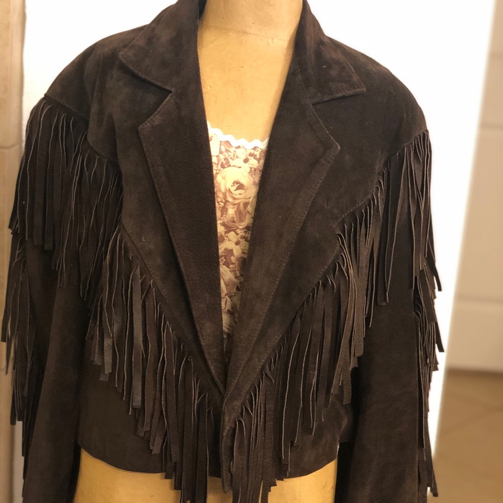Vintage Brown Suede Fringe Jacket